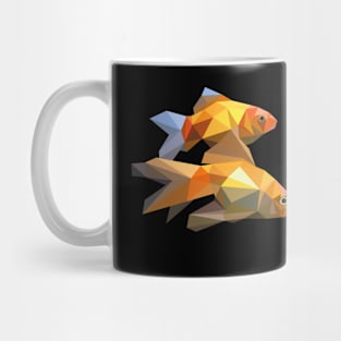 Goldfish in polygonal style. Geometric fish. A couple of fish Mug